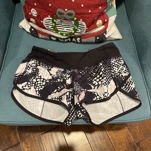 Lululemon shorts, black and white pattern, size 4